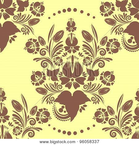 seamless pattern with vintage floral ornament