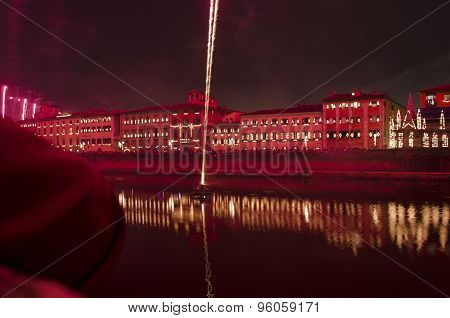 Fireworks Over The River In Tuscany