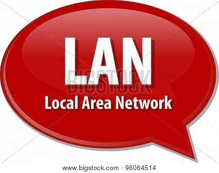 Speech bubble illustration of information technology acronym abbreviation term definition LAN Local Area Network