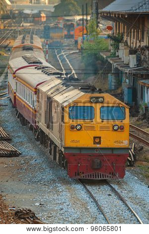 Old Diesel Locomotives and Trains in Bangkok, Thailand