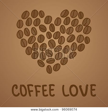 Illustration Of Heart Made From Coffee Beans