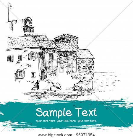 City Sketch. Butua, Montenegro