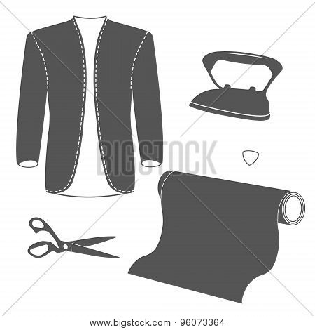 Set of vintage tailor design elements.