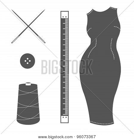 Set of vintage tailor design elements.