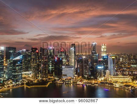 Purple Sunset At Singapore City