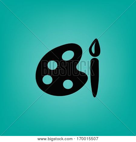 Paint brush with palette icon. Vector illustration