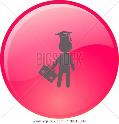 Flat icon. The man in the square academic cap with a briefcase.