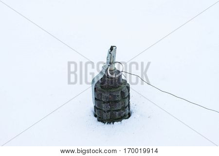 Soviet anti-personnel mine in the snow,  USSR