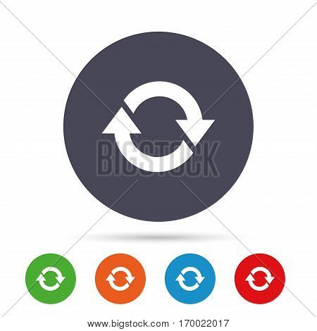 Rotation icon. Repeat symbol. Refresh sign. Round colourful buttons with flat icons. Vector