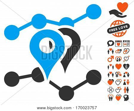 Geo Trends pictograph with bonus decorative pictograph collection. Vector illustration style is flat iconic elements for web design app user interfaces.