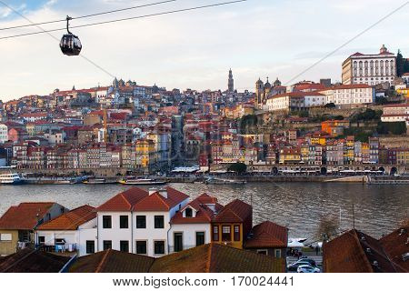 Amazing view of Porto old town and Duoro river, Portugal.
