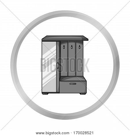 Vestibule wardrobe icon in monochrome style isolated on white background. Furniture and home interior symbol vector illustration.