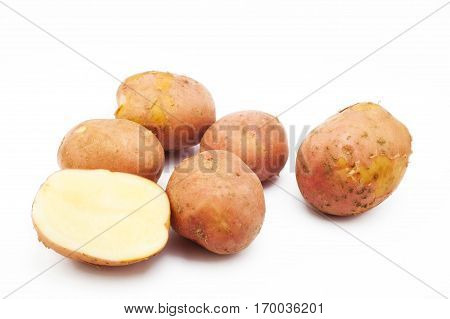 Kuroda potato varieties. Potatoes isolated on white background.