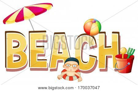 Font design for word beach illustration