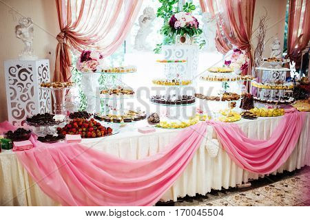 Good exquisite buffet table at a solemn event