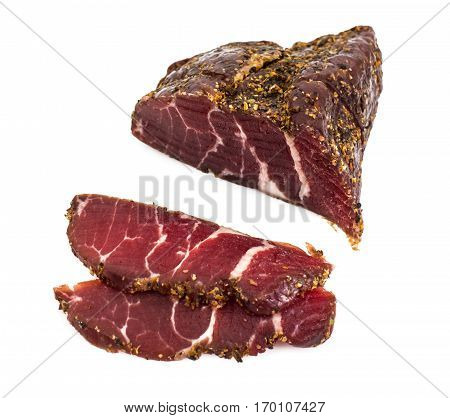 Balyk beef isolated on white. Studio Photo