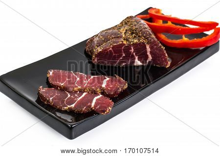 Balyk beef isolated on white. Studio Photo