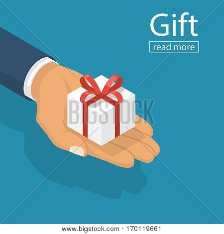 Gift White Box Hand Isometric