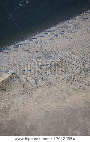 Aerial view of Robbeneiland beach with its colony of sea lions Ameland Frisian island The NetherlandsAerial view of Robbeneiland beach with its colony of sea lions Ameland Frisian island The Netherlands