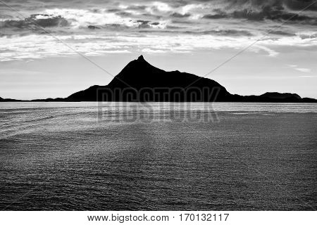 Black and white view of a summer Norwegian Landscape