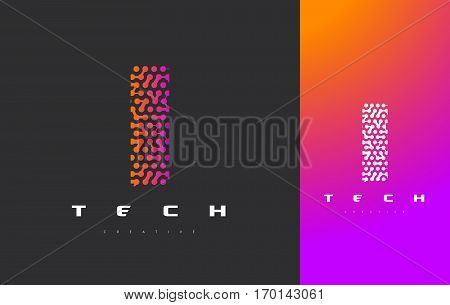 I Letter Logo Science Technology. Connected Dots Letter Design Vector with Points.