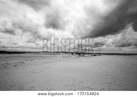 Seaside view with power windmills Haringvliet The Netherlands
