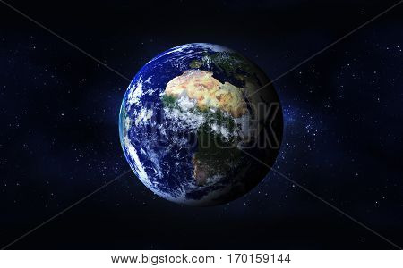 Earth planet 3d render closeup. Elements of this image furnished by NASA.