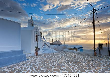 Square in Chora village on Anafi island.