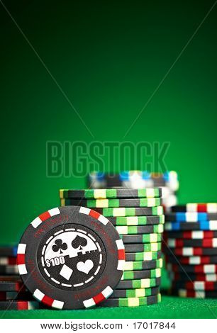 gambling chips with copy space...