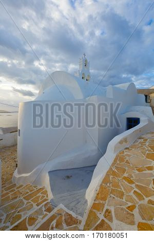 Church in Chora village on Anafi island.