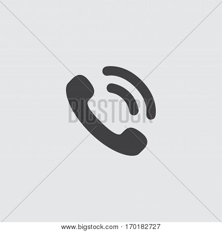 Phone icon in a flat design in black color. Vector illustration eps10