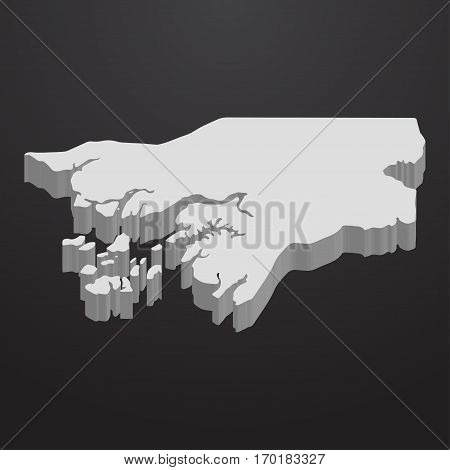 Guinea Bissau map in gray on a black background 3d