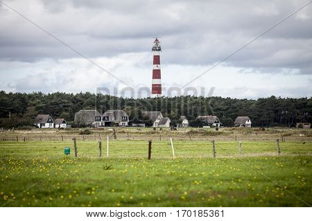 view of the Ameland Lighthouse known as Bornrif is a lighthouse on the Dutch island Ameland one of the Frisian Islands on the edge of the North Sea The Netherlands