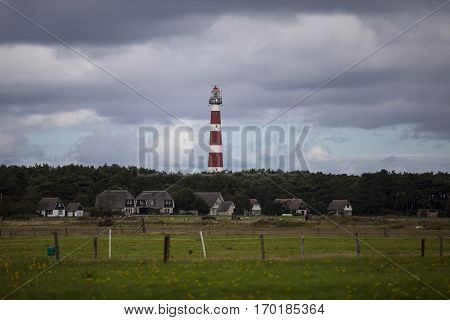 view of the Ameland Lighthouse known as Bornrif is a lighthouse on the Dutch island Ameland one of the Frisian Islands on the edge of the North Sea The Netherlands