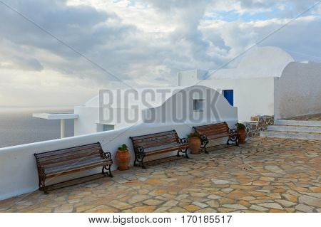 Square in Chora village on Anafi island.