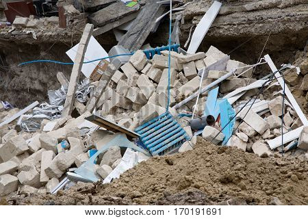 Room Sections In The Half-destroyed Building