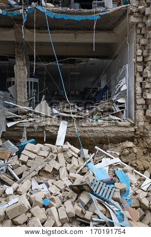 Room Sections In The Half-destroyed Building