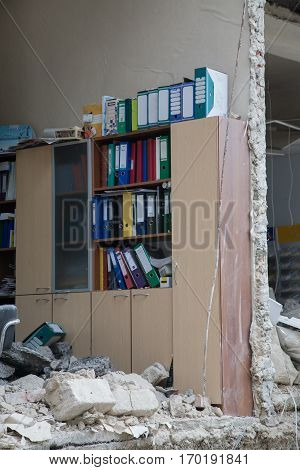 Room Sections In The Half-destroyed Building
