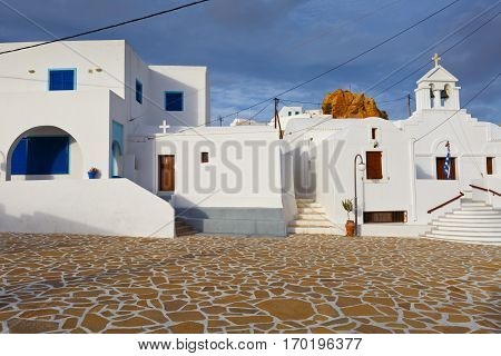 Square in Chora village on Anafi island.