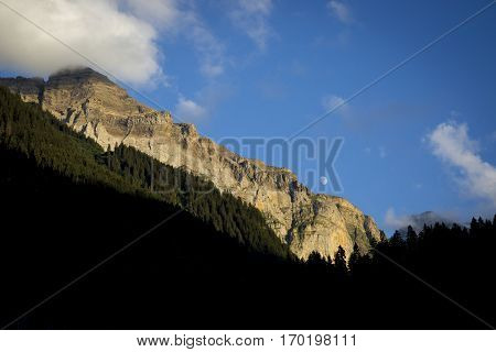 alpine landscape in summer Alps mountain massif Cantons Vaud and Valais Swiss Alps, Switzerland