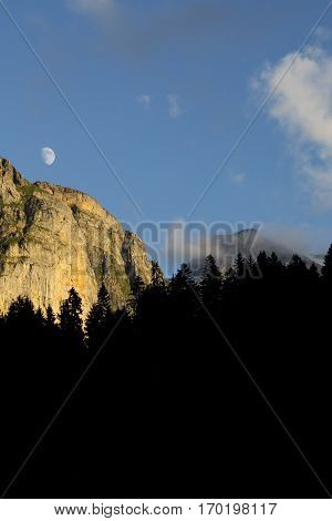 alpine landscape in summer Alps mountain massif Cantons Vaud and Valais Swiss Alps, Switzerland
