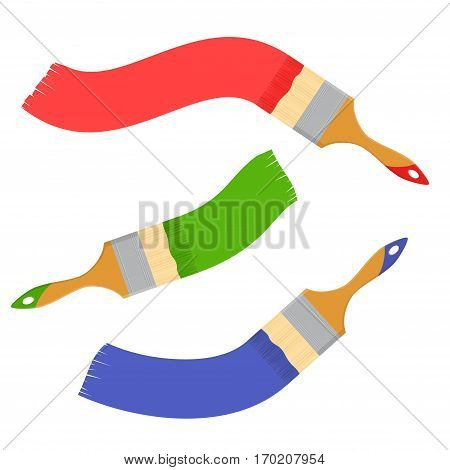 Tools design paint brushes isolated on white background in flat style. Vector illustration