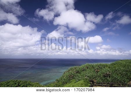 A view from the observation stand of Funagisaginavanata at Irabujima Okinawa Prefecture.