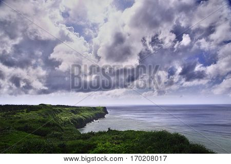 A view from the observation stand of Funagisaginavanata at Irabujima Okinawa Prefecture.