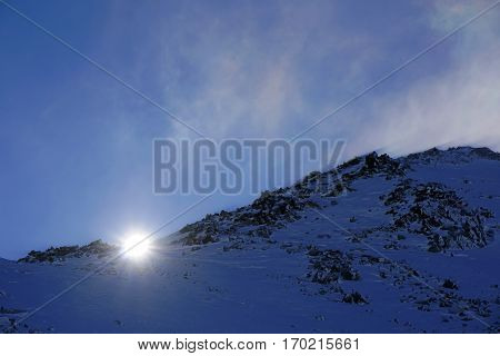 Winter landscape in National Park Retezat, Romania, Europe