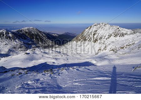 Winter landscape in National Park Retezat, Romania, Europe