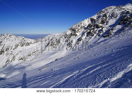 Winter landscape in National Park Retezat, Romania, Europe