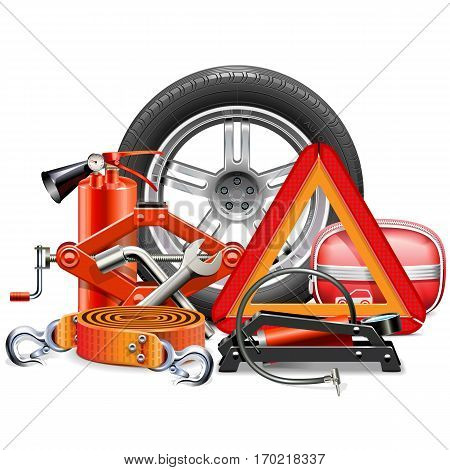 Vector Car Accessories Concept isolated on white background