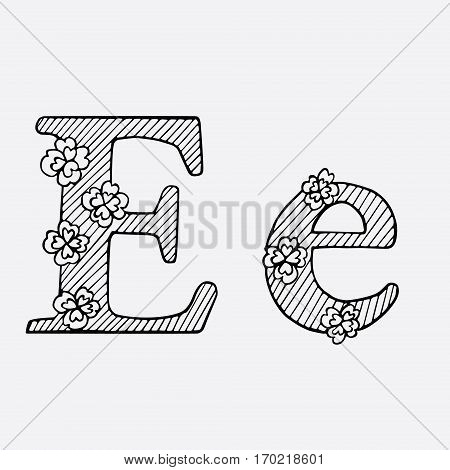 Letter Doodle Flourish graphic with ornate pattern. Design Isolated on white.