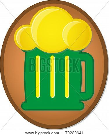 Ginger cookie with Green Beer mug glaze. Symbol of St. Patrick's Day. Vector illustration EPS10 on white background